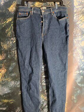 RE/DONE Women Jeans Size 32 Blue Straight Leg Button Fly Denim Made In Turkey